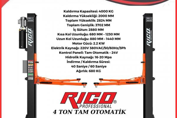 RİCO 4 TON TAM OTOMATİK HİDROLİK LİFT